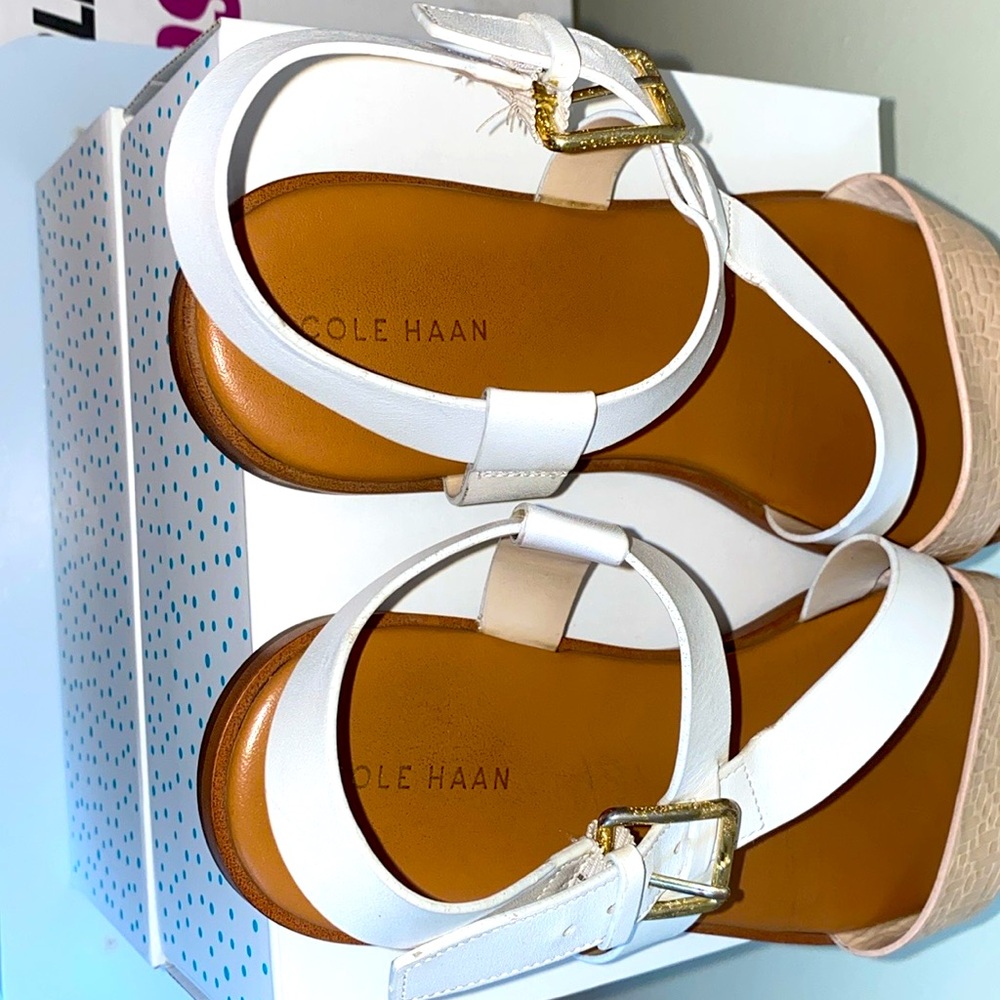 Cole Haan Findra Strappy White and Tan Women's Sandals Size 8 - Picture 8 of 13